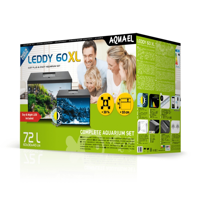 Aquael Leddy Day & Night 60XL Black Aquarium