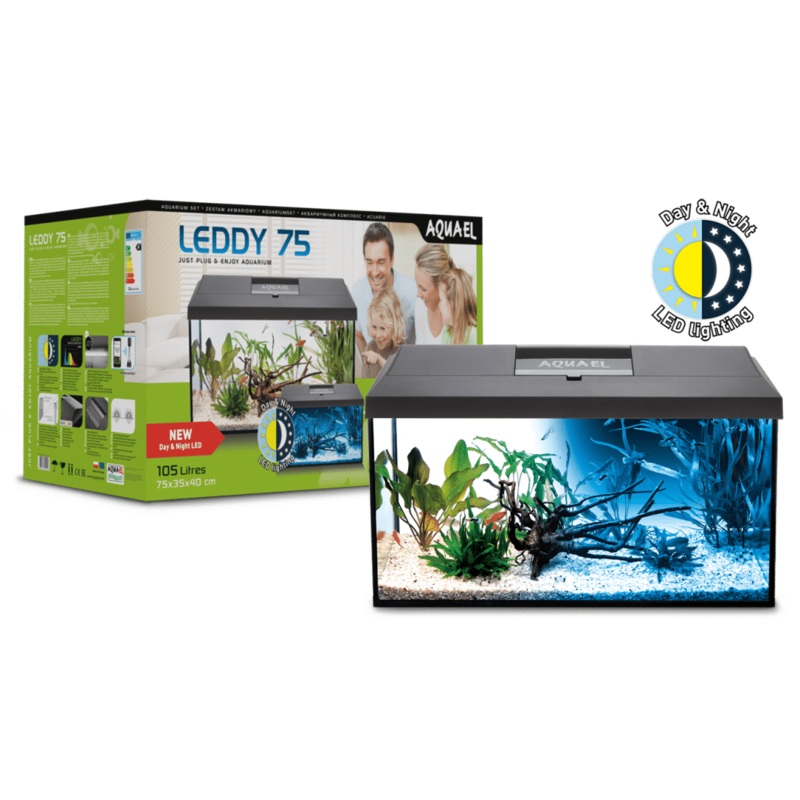 Aquael Leddy Day & Night 75 Black Aquarium Set