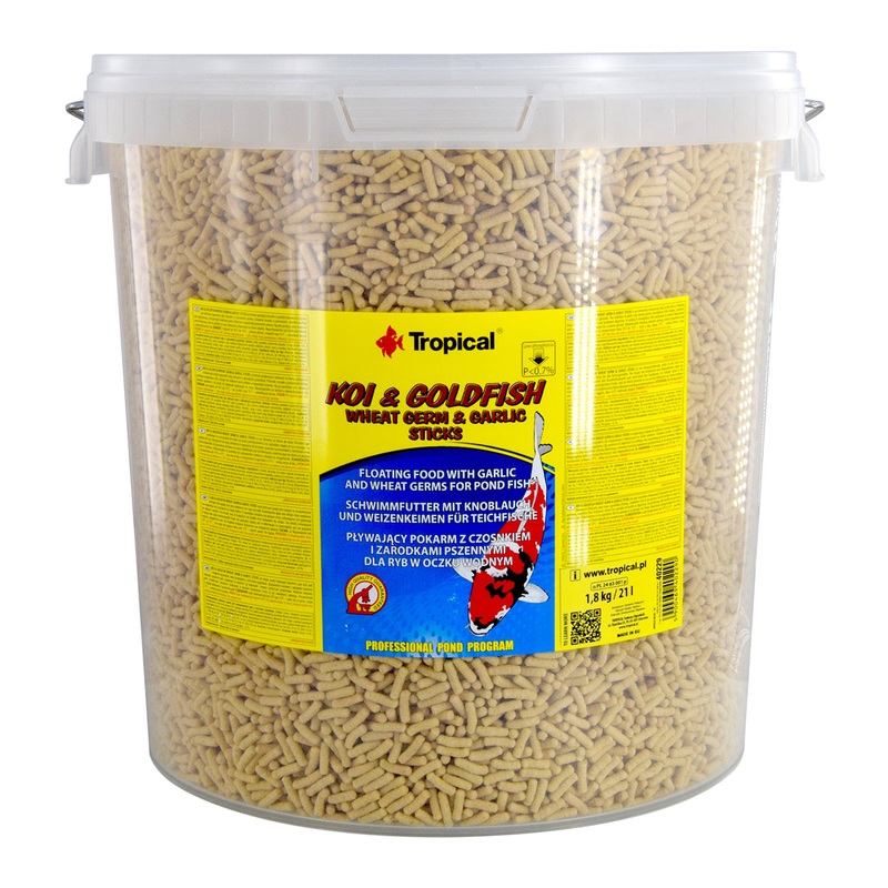 Tropical Koi & Goldfish Wheat Germ & Garlic Sticks - 21 L