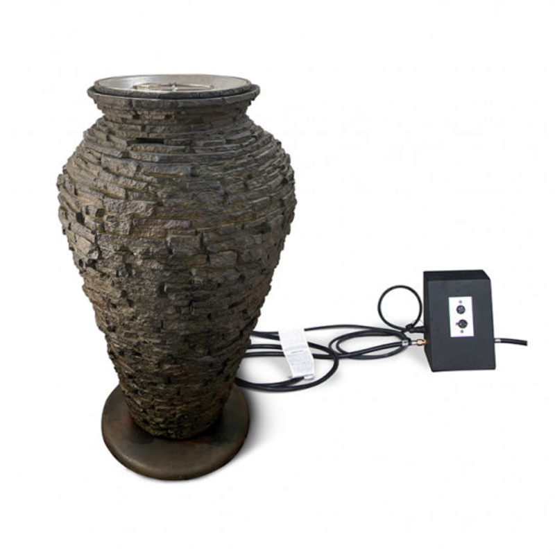 Fire and Water Stacked Slate Urn  Large